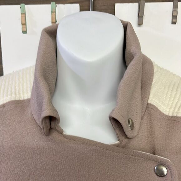 Wilfred Mauve Cream Sleeveless Classic Snap Up Zipper Accents Tunic Vest- XXS - Picture 6 of 14